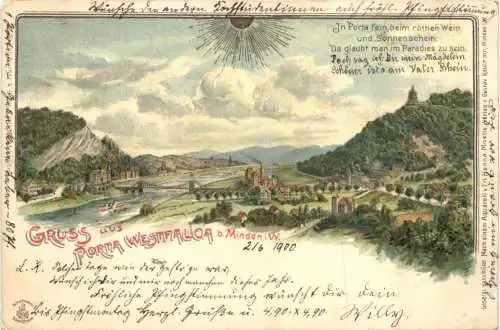 Gruss aus der Porta Westfalica - Litho -767734