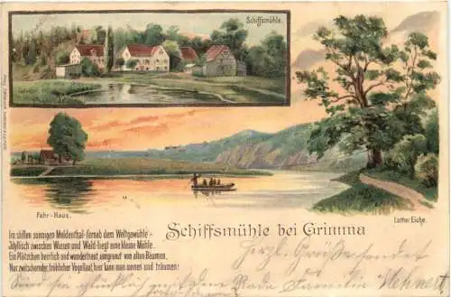 Schiffsmühle bei Grimma - Litho -767932