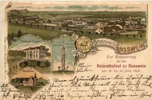 Gruss aus Roßwein - Heimathfest 1898 - Litho -768004