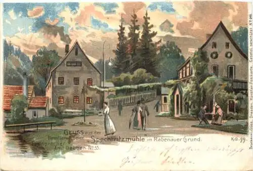 Gruss aus der Spechtritzmühle im Rabenauer Grund - Litho -768118