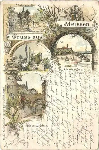 Gruss aus Meissen an der Elbe - Litho -768214