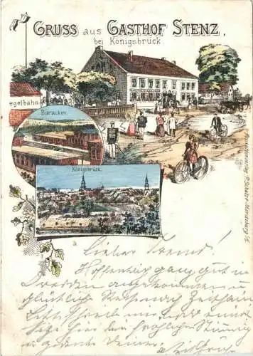 Gruss aus Gasthof Stenz bei Königsbrück - Litho -768158