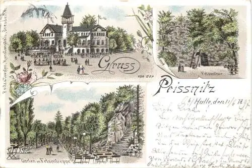 Gruss von der Peissnitz bei Halle - Litho -769692