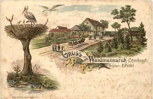 Gruss von Waidmansruh Storchnest - Litho -769704