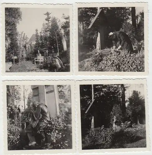(F6115) 4x Orig. Foto Altenburg i.T., Friedhof, Kapelle, Gräber 1951