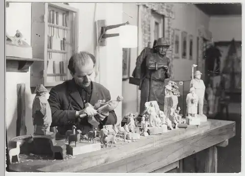 (F13367) Orig. Foto Erzgebirgische Schnitzkunst, Johannes Meier, nach 1945