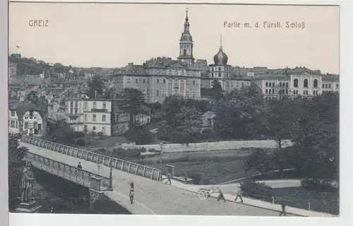 (97781) AK Greiz, Stadtansicht, Unteres Schloss, Brücke, Feldpost 1917