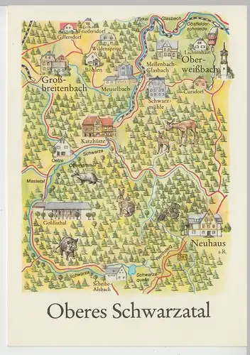 (112309) Künstler AK Graichen, Oberes Schwarzatal, Landkarte, Wanderkarte 1987