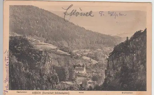 (109102) AK Asbach, Schmalkalden, Hotel, Hachelstein, Breitenstein, Feldpost 191