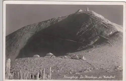 (109571) Foto AK Schneekoppe, Sniezka, Schlesierhaus, vor 1945