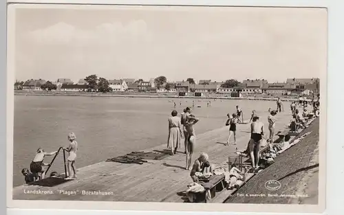 (109982) Foto AK Landskrona, Plagen Borstahusen, Badegäste