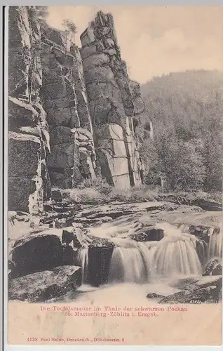 (113079) AK Marienberg Zöblitz, Teufelsmauer i. Tal d. Schwarzenb Pockau um 1900