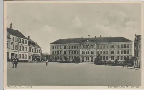 (113015) AK Colditz a. Mulde, Sophienplatz m. Schule, 1931