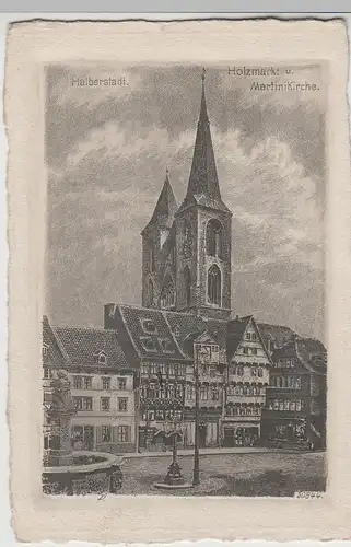 (72946) Künstler AK Halberstadt, Holzmarkt, Martinikirche, vor 1945