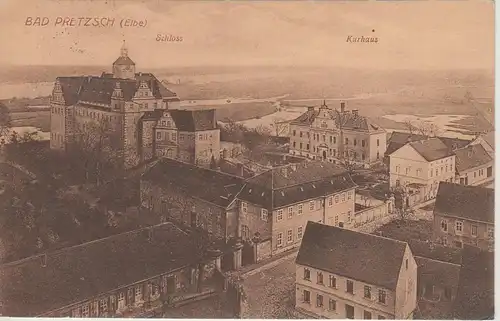 (107994) AK Pretzsch, Elbe, Bad Schmiedeberg, Stadtansicht, Schloss, Kurhaus 192