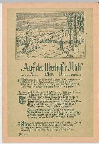 (111685) Künstler AK Liedkarte, Auf der Oberhofer Höh, Herbert Roth DDR 1954