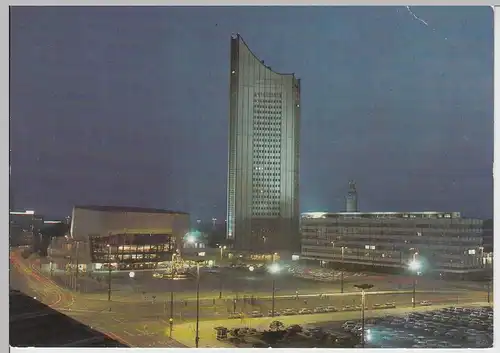 (112233) AK Leipzig, Neues Gewandhaus, Uni Hochhaus, Augustusplatz 1988