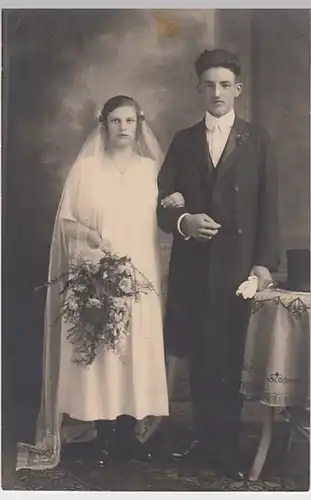 (29017) orig. Foto junges Hochzeitspaar, Fotograf Hameln, vor 1945