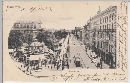 (101852) AK Hannover, Georgstraße m. Café Kröpcke, 1902