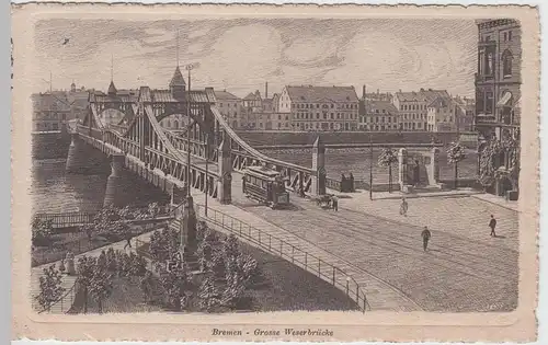 (54649) Künstler AK Bremen, Große Weserbrücke, 1914