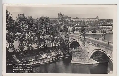 (107611) Foto AK Prag, Praha, Karlsbrücke und Hradschin, 1937