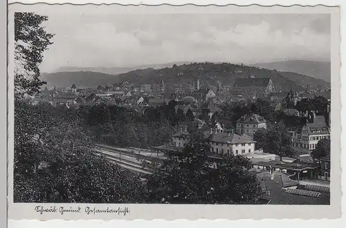 (90265) AK Schwäb. Gmünd, Panorama, Bahnhof, vor 1945