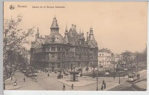 (109160) AK Antwerpen, Anvers, Square de la Banque Nationale, 1916