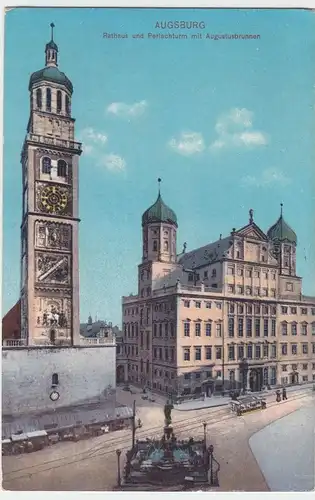 (47963) AK Augsburg, Rathaus, Perlachturm, Augustusbrunnen, vor 1945