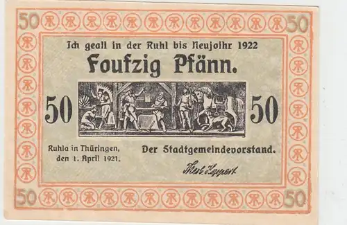 (D778) Notgeld der Stadt Ruhla, 50 Pfennig 1921, Motiv 5