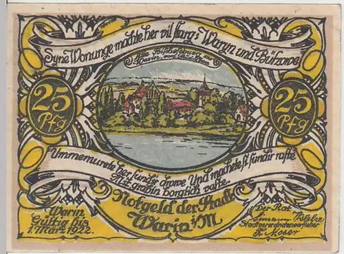 (D803) Notgeld der Stadt Warin i.M., 25 Pfennig 1922, Motiv 3