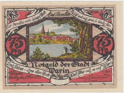 (D828) Notgeld der Stadt Warin i.M., 75 Pfennig 1922, Motiv 3