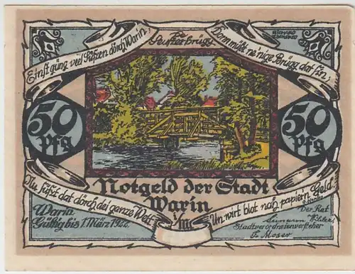 (D832) Notgeld der Stadt Warin i.M., 50 Pfennig 1922, Motiv 2