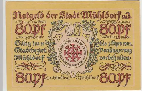 (D881) Notgeld der Stadt Mühldorf am Inn, 80 Pfennig 1922