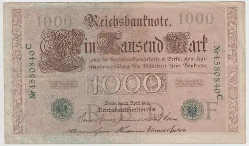 (D1016) Geldschein Reichsbanknote, 1.000 Mark 1910