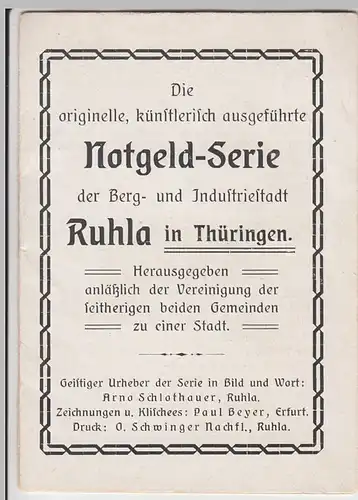 (D1138) kl. Heft zur Notgeld-Serie Ruhla, 8 Seiten 7x10cm 1922