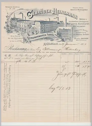 (D1228) Firmenbrief Gebrüder Heinemann, Mönchengladbach, Rechnung 1903