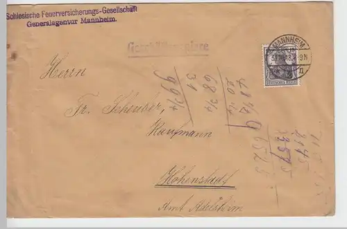 (B1947) Bedarfsbrief Deutsches Reich, Stempel Mannheim 1918