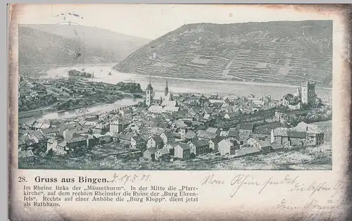 (114824) AK Gruss aus Bingen, Totale 1901