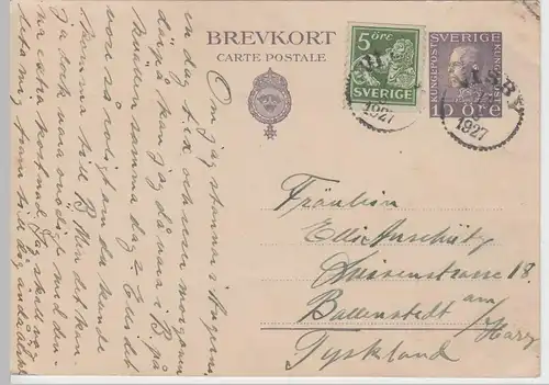 (65874) Ganzsache Sverige, Schweden mit Zusatzfrankatur 1927