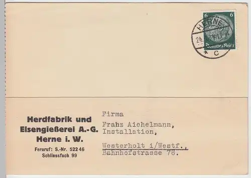 (62011) Postkarte DR, Firma Herdfabrik u. Eisengießerei A.G. Herne 1934
