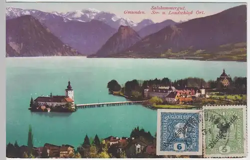 (55042) AK Gmunden, See- und Landschloss 1915