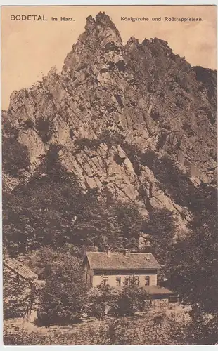 (58447) AK Bodetal im Harz, Königsruhe u. Roßtrappfelsen, 1944