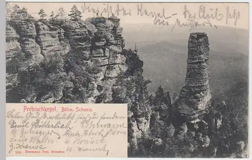 (56125) AK Prebischkegel, Böhmische Schweiz, vor 1905, gel. 1907