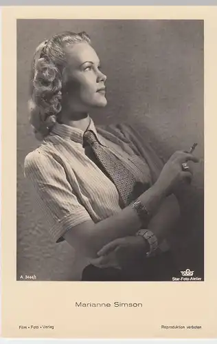 (49444) Foto AK Schauspielerin Marianne Simson, Film Foto Verlag, vor 1945