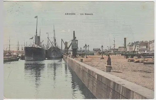 (48626) AK Antwerpen, Anvers, Schiffe am Kai, un Bassien 1910