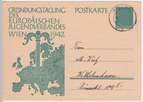 (48085) Motiv-Ganzsache, Gründungstagung Europ. Jugendverband Wien 1942