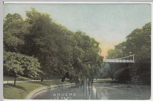 (47096) AK Antwerpen, Anvers, Partie im Park, Teich, Brücke, vor 1945