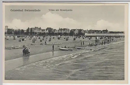 (42056) AK Swinemünde, Swinoujscie, Villen, Strandpartie 1930