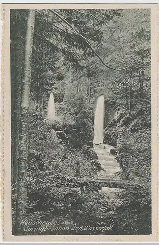 (35225) AK Heuscheuer, Springbrunnen u. Wasserfall, vor 1945