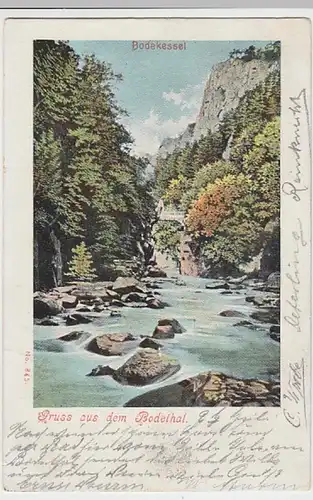 (30458) AK Gruss aus dem Bodethal, Bodekessel, 1901